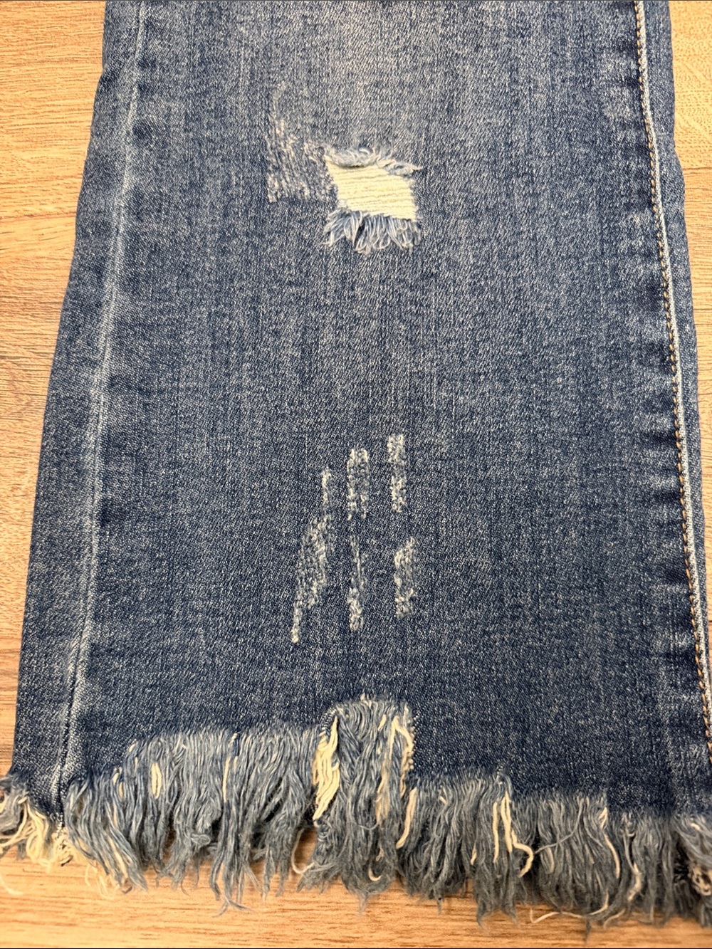 High-Rise Distressed Flare Jeans - Blue - Picture 7 of 12